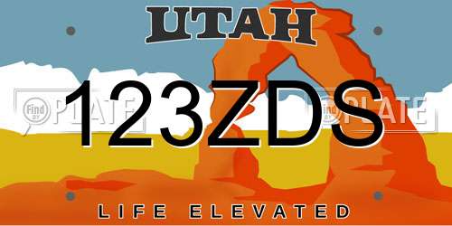 123ZDS Utah License Plate