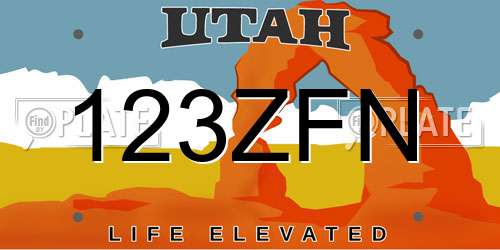 123ZFN Utah License Plate
