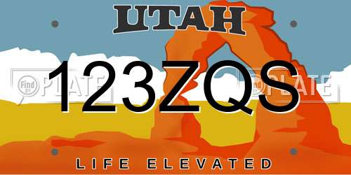 123ZQS Utah License Plate