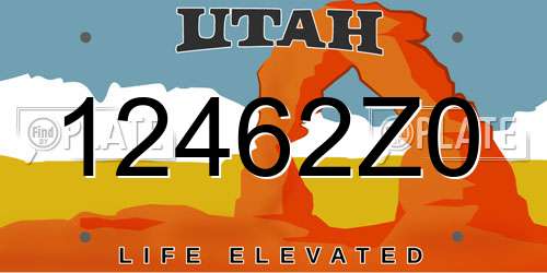 12462Z0 Utah License Plate