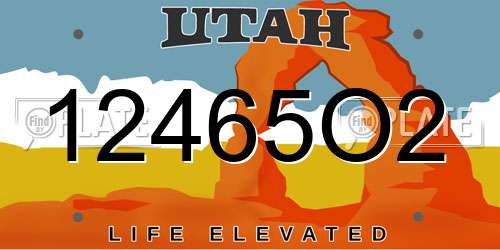 12465O2 Utah License Plate