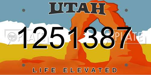 1251387 Utah License Plate