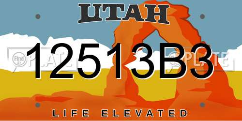 12513B3 Utah License Plate