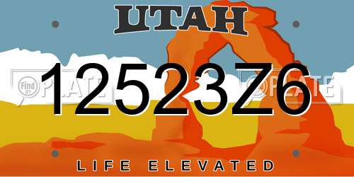 12523Z6 Utah License Plate