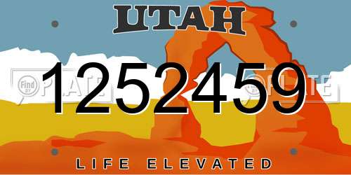 1252459 Utah License Plate