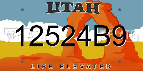 12524B9 Utah License Plate
