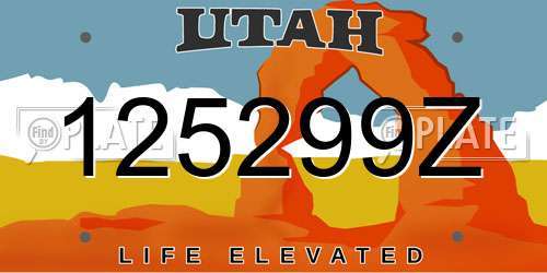 125299Z Utah License Plate