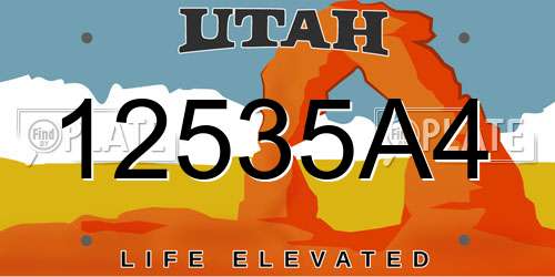 12535A4 Utah License Plate