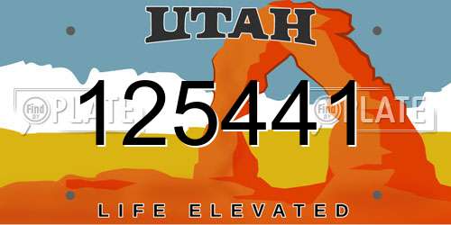 125441 Utah License Plate