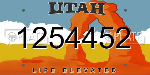 1254452 Utah License Plate