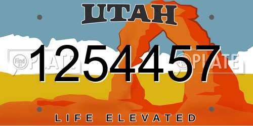 1254457 Utah License Plate