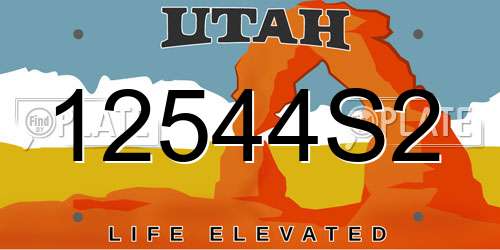 12544S2 Utah License Plate