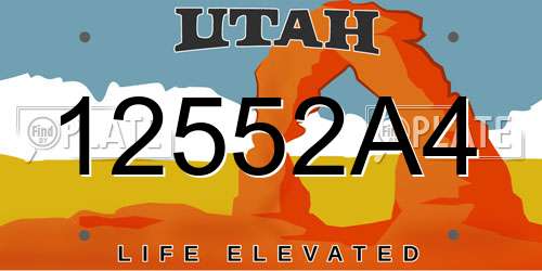 12552A4 Utah License Plate