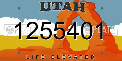 1255401 Utah License Plate