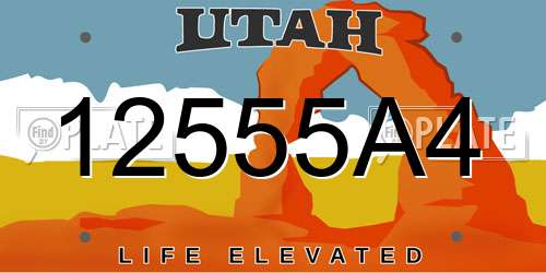 12555A4 Utah License Plate