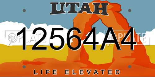 12564A4 Utah License Plate