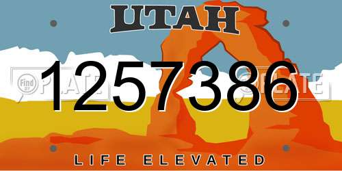 1257386 Utah License Plate