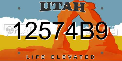 12574B9 Utah License Plate