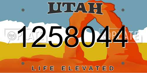1258044 Utah License Plate