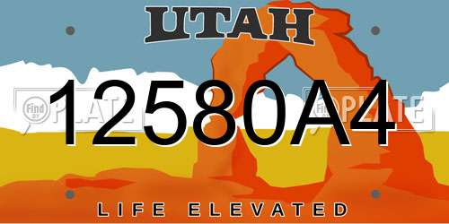 12580A4 Utah License Plate