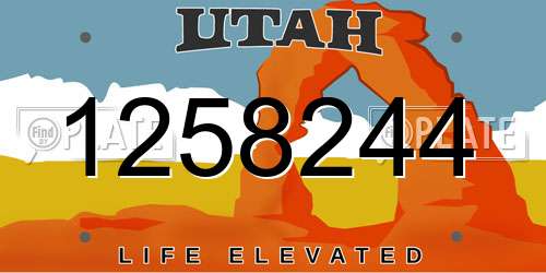 1258244 Utah License Plate