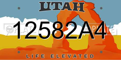 12582A4 Utah License Plate