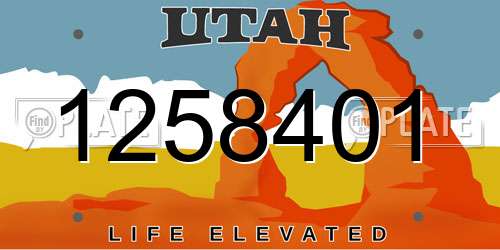1258401 Utah License Plate