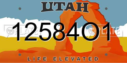 12584O1 Utah License Plate