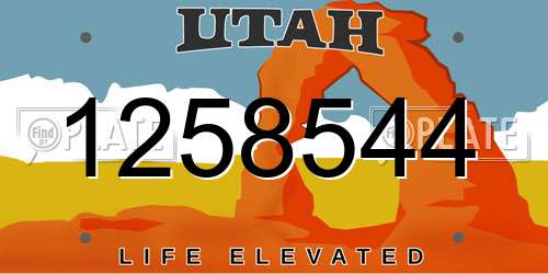 1258544 Utah License Plate