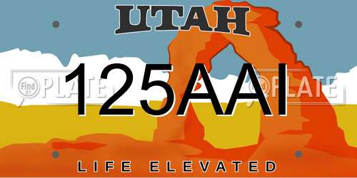 125AAI Utah License Plate