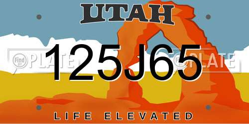 125J65 Utah License Plate