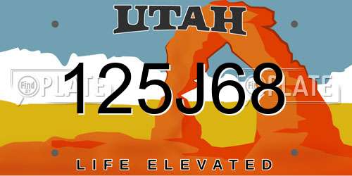 125J68 Utah License Plate