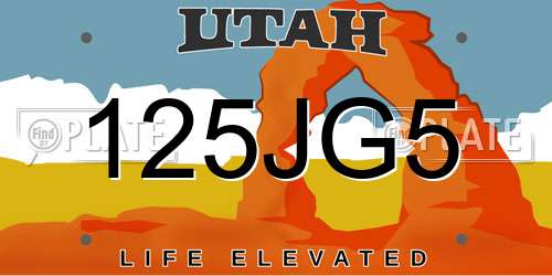 125JG5 Utah License Plate