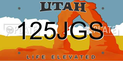 125JGS Utah License Plate