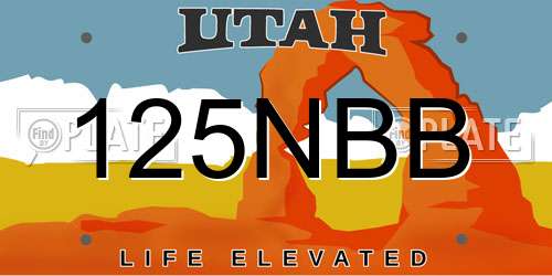 125NBB Utah License Plate