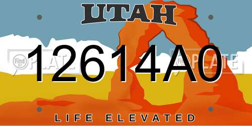 12614A0 Utah License Plate