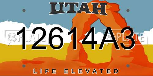 12614A3 Utah License Plate