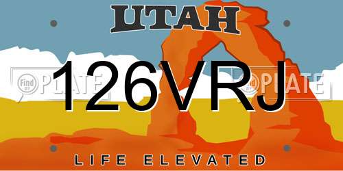 126VRJ Utah License Plate