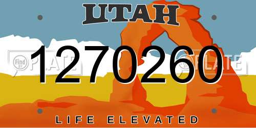 1270260 Utah License Plate