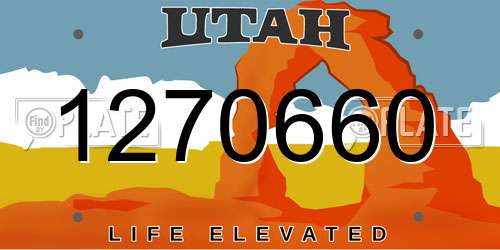 1270660 Utah License Plate
