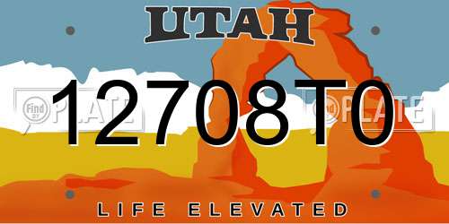 12708T0 Utah License Plate
