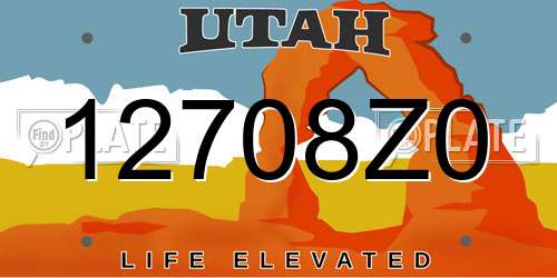 12708Z0 Utah License Plate