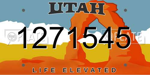 1271545 Utah License Plate