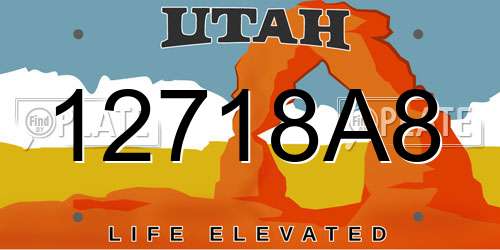 12718A8 Utah License Plate
