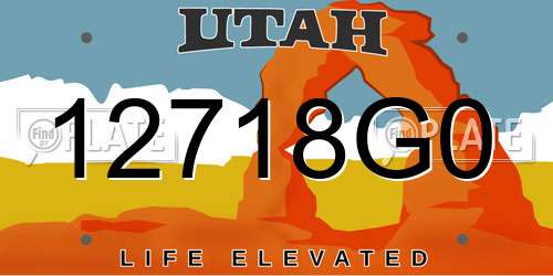 12718G0 Utah License Plate