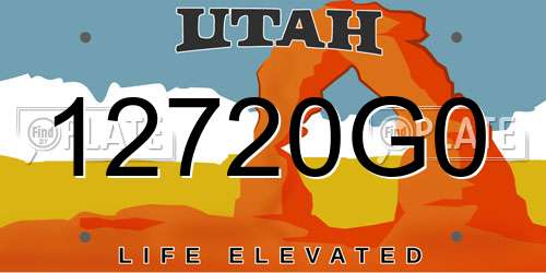 12720G0 Utah License Plate