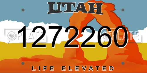 1272260 Utah License Plate
