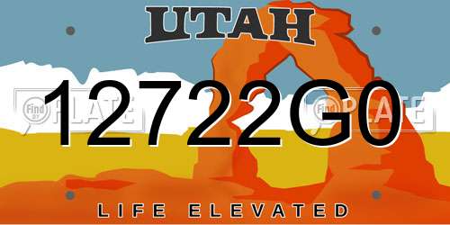 12722G0 Utah License Plate