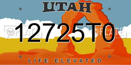 12725T0 Utah License Plate