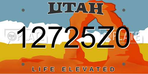 12725Z0 Utah License Plate